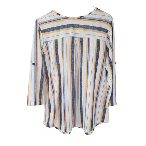 EDEN & OLIVIA Striped 3/4 Sleeve Top Womens Size Medium M - Picture 2 of 4